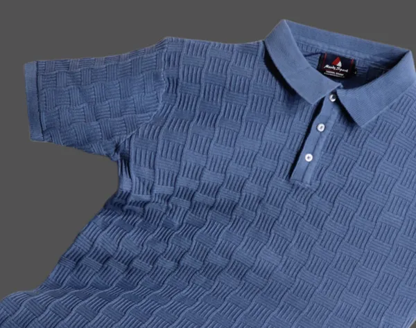 BLUE_MEN'S_COLLAR_COTTON_TEXTURED_T-SHIRT