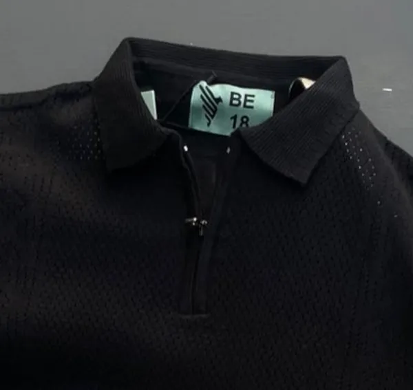 BLACK_MEN'S_TEXTURED_COLLAR_COTTON_HALF_SLEEVE_T-SHIRT