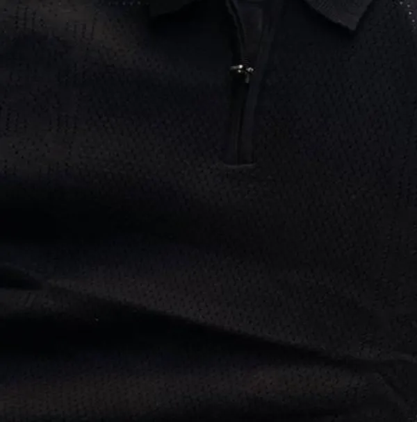BLACK_MEN'S_TEXTURED_COLLAR_COTTON_HALF_SLEEVE_T-SHIRT