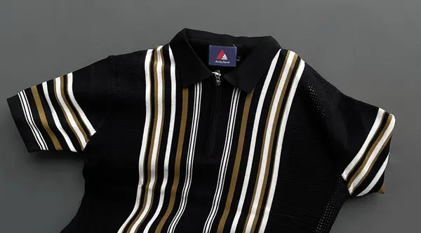 Black_Strip_Men's_Collar_Chain_Knitted_Cotton_Half_Sleeve_Fancy_T-Shirt