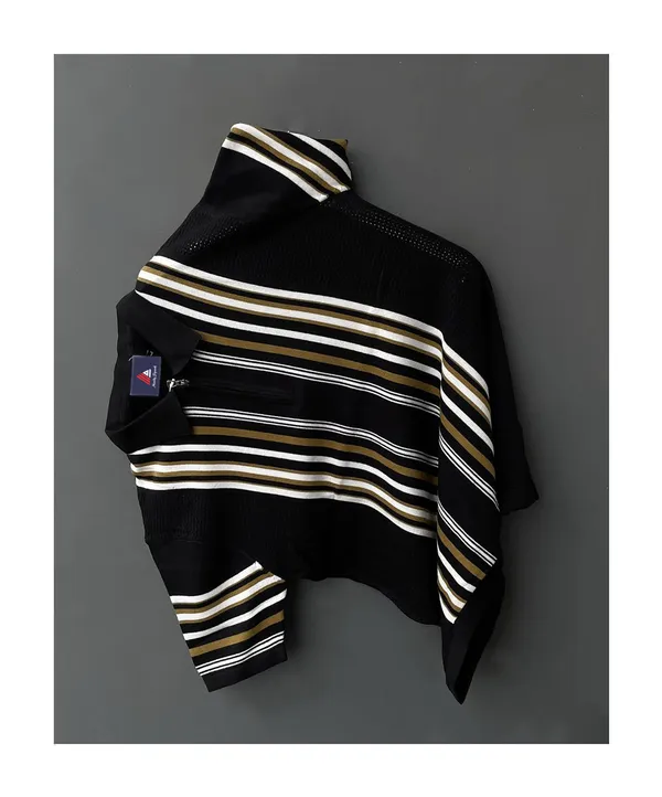 Black_Strip_Men's_Collar_Chain_Knitted_Cotton_Half_Sleeve_Fancy_T-Shirt