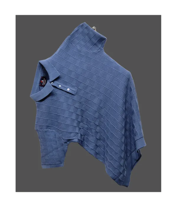 BLUE_MEN'S_COLLAR_COTTON_TEXTURED_T-SHIRT