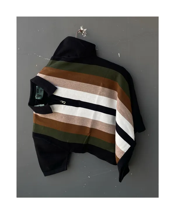 Multicolor_Men's_Collar_Chain_Knitted_Cotton_Half_Sleeve_Fancy_T-Shirt