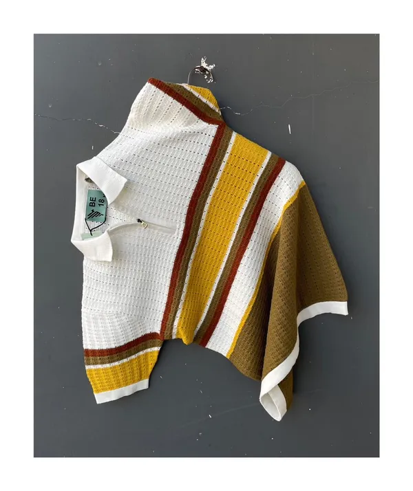 WHITE_&_YELLOW_MEN'S_COLORBLOCK_COLLAR_COTTON_HALF_SLEEVE_T-SHIRT