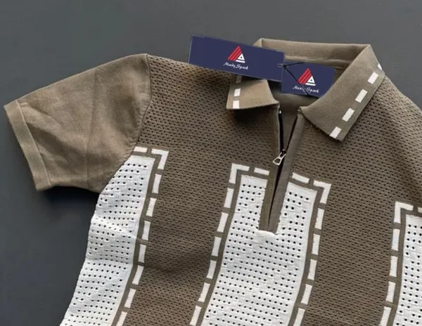 MEN'S_COLLAR_CHAIN_COTTON_KNITTED_HALF_SLEEVE_T-SHIRT