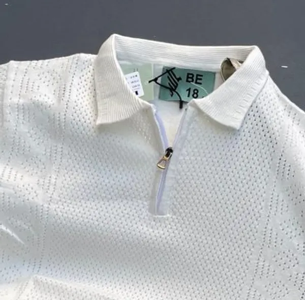 WHITE_MEN'S_TEXTURED_COLLAR_COTTON_HALF_SLEEVE_T-SHIRT