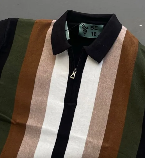 Multicolor_Men's_Collar_Chain_Knitted_Cotton_Half_Sleeve_Fancy_T-Shirt