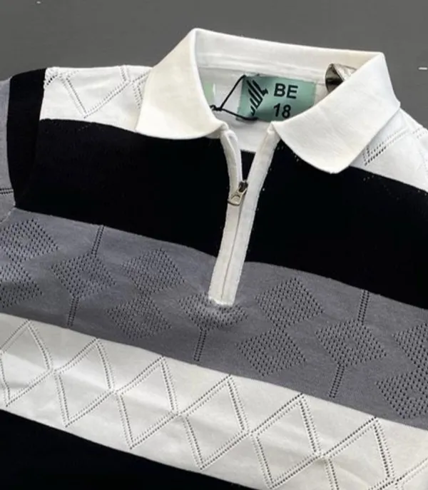 Multicolor_Men's_Collar_Chain_Knitted_Cotton_Half_Sleeve_Fancy_T-Shirt__