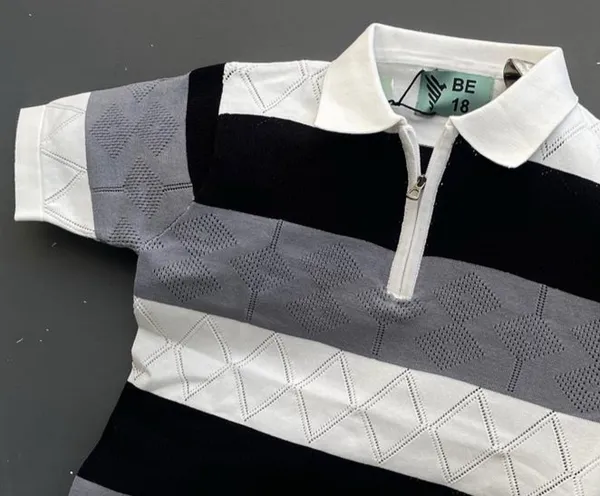 Multicolor_Men's_Collar_Chain_Knitted_Cotton_Half_Sleeve_Fancy_T-Shirt__