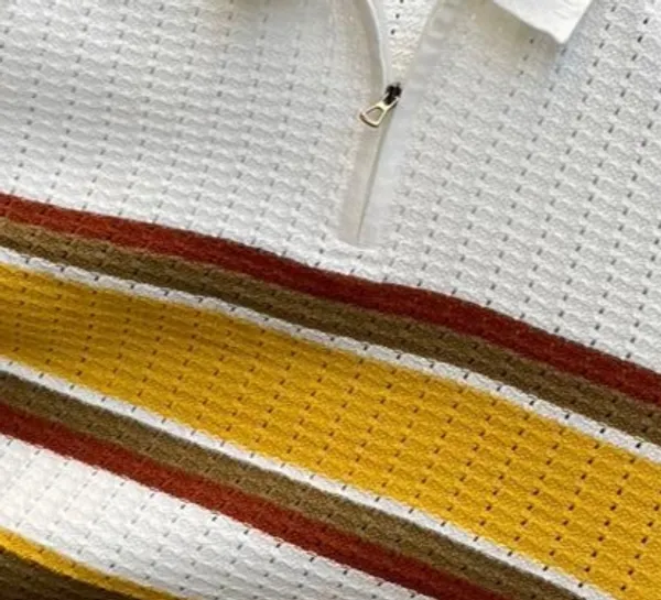 WHITE_&_YELLOW_MEN'S_COLORBLOCK_COLLAR_COTTON_HALF_SLEEVE_T-SHIRT