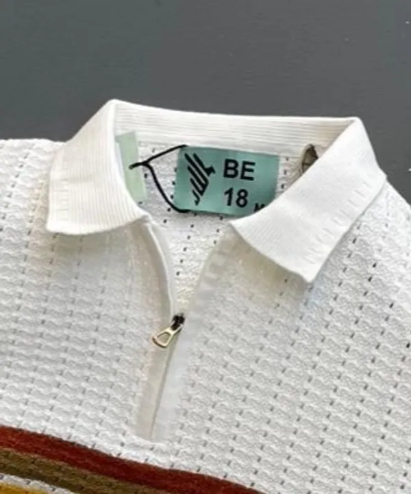 WHITE_&_YELLOW_MEN'S_COLORBLOCK_COLLAR_COTTON_HALF_SLEEVE_T-SHIRT