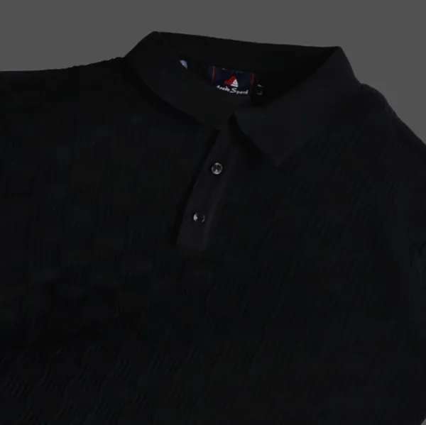 BLACK_MEN'S_COLLAR_COTTON_TEXTURED_T-SHIRT