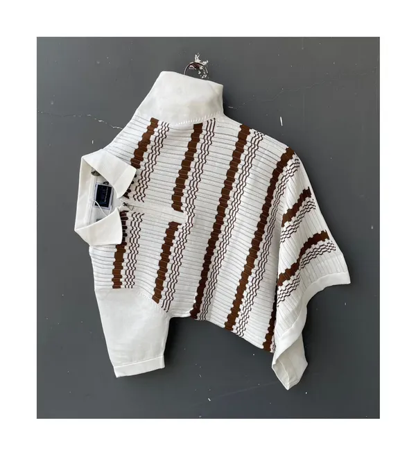White_Men's_Collar_Chain_Knitted_Half_Sleeve_T-Shirt