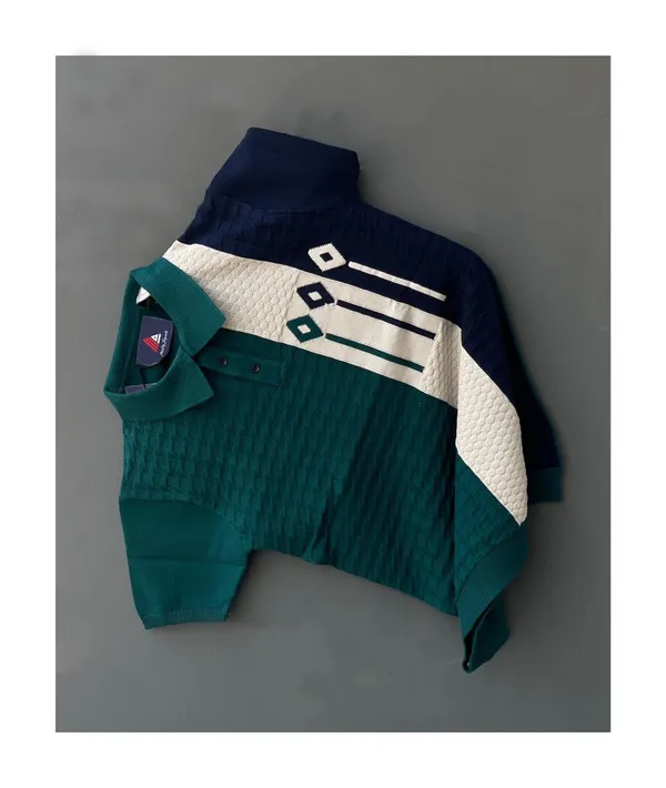 Green,_White_&_Blue_Men's_Fancy_Collar_Cotton_Half_Sleeve_T-Shirt