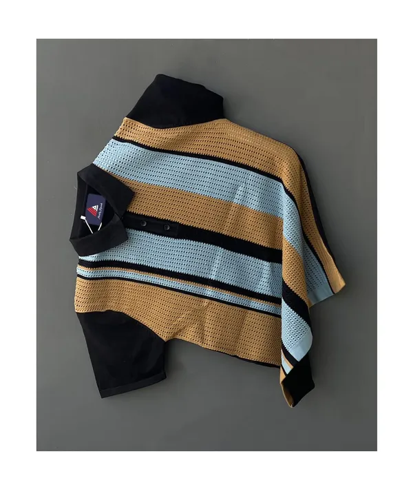 Brown,_Sky_&_Black_Men's_Fancy_Collar_Cotton_Half_Sleeve_T-Shirt