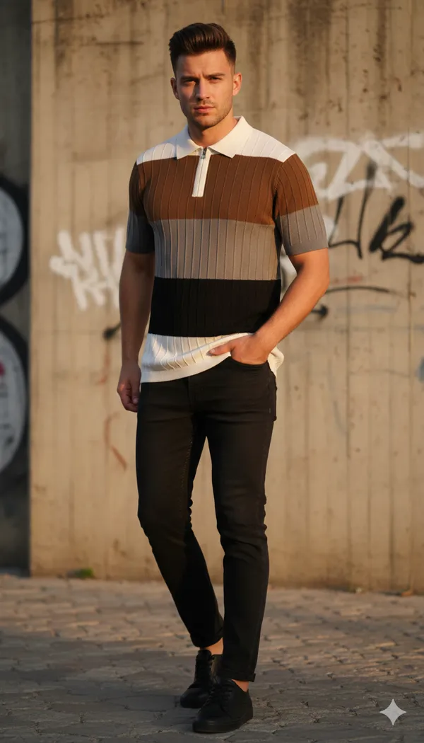 Men's_Collar_Chain_Knitted_Cotton_Half_Sleeve_Multicolor_Fancy_T-Shirt