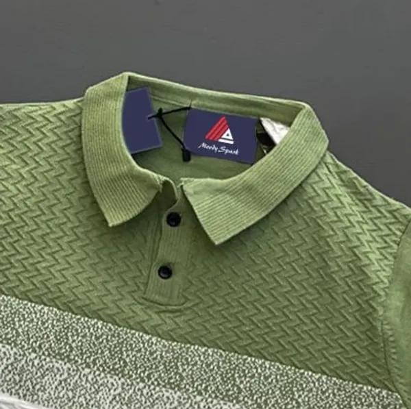 Green_&_White_Men's_Fancy_Collar_Cotton_Half_Sleeve_T-Shirt