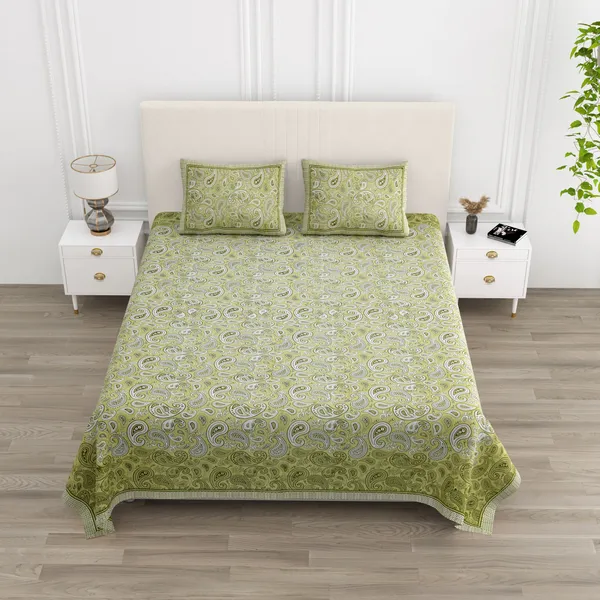 Double_Bed_Green_Cotton_Bedsheet_For_Double_Bed_With_2_Pillow_Covers_Premium_King_Size_Bedsheets