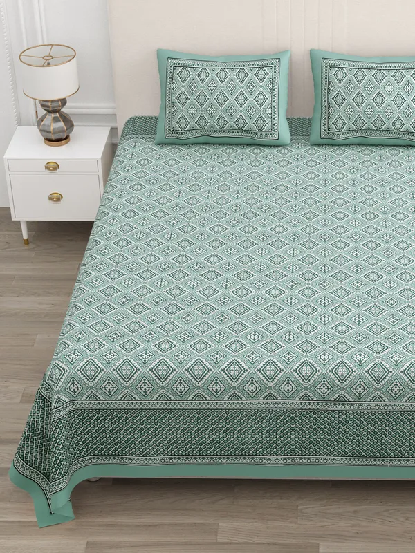 Double_Bed_Teal_Cotton_Bedsheet_For_Double_Bed_With_2_Pillow_Covers_Premium_King_Size_Bedsheets