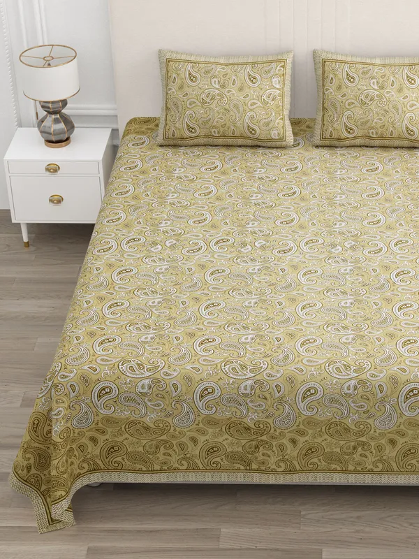 Double_Bed_Yellow_Cotton_Bedsheet_For_Double_Bed_With_2_Pillow_Covers_Premium_King_Size_Bedsheets