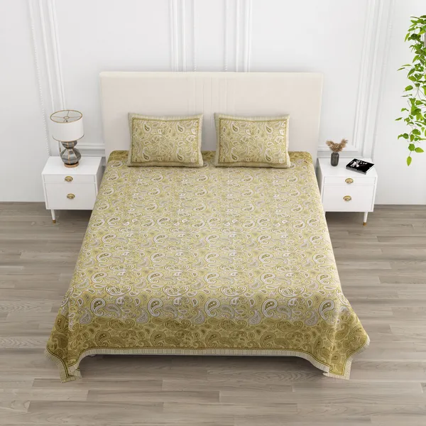 Double_Bed_Yellow_Cotton_Bedsheet_For_Double_Bed_With_2_Pillow_Covers_Premium_King_Size_Bedsheets