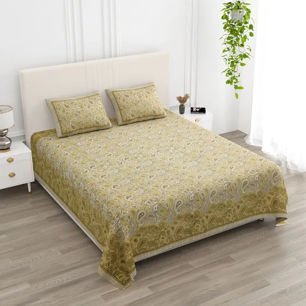 Double_Bed_Yellow_Cotton_Bedsheet_For_Double_Bed_With_2_Pillow_Covers_Premium_King_Size_Bedsheets