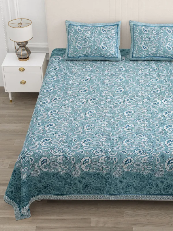 Double_Bed_Blue_Cotton_Bedsheet_For_Double_Bed_With_2_Pillow_Covers_Premium_King_Size_Bedsheets