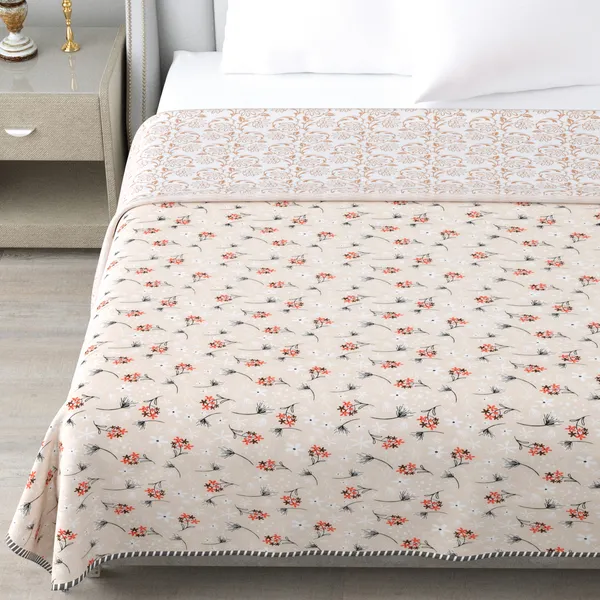Double_Bed_Orange_&_cream_Cotton_Reversible_Dohar_Printed_Blanket_Soft_&_Lightweight_AC_Comforter_Perfect_Festive_Gift_Blankets