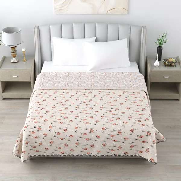 Double_Bed_Orange_&_cream_Cotton_Reversible_Dohar_Printed_Blanket_Soft_&_Lightweight_AC_Comforter_Perfect_Festive_Gift_Blankets