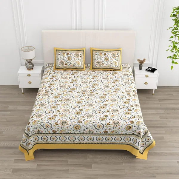 Double_Bed_Cotton_Bedsheet_for_Double_Bed_with_2_Pillow_Covers_|_Premium_King_Size_Bedsheets_|_Yellow