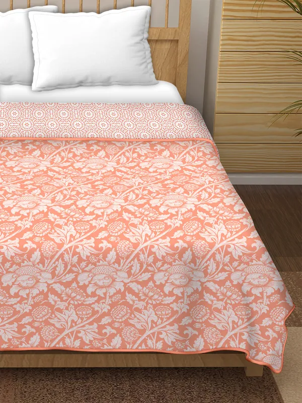Double_Bed_Orange_&_white_Cotton_Reversible_Dohar_Printed_Blanket_Soft_&_Lightweight_AC_Comforter_Perfect_Festive_Gift_Blankets
