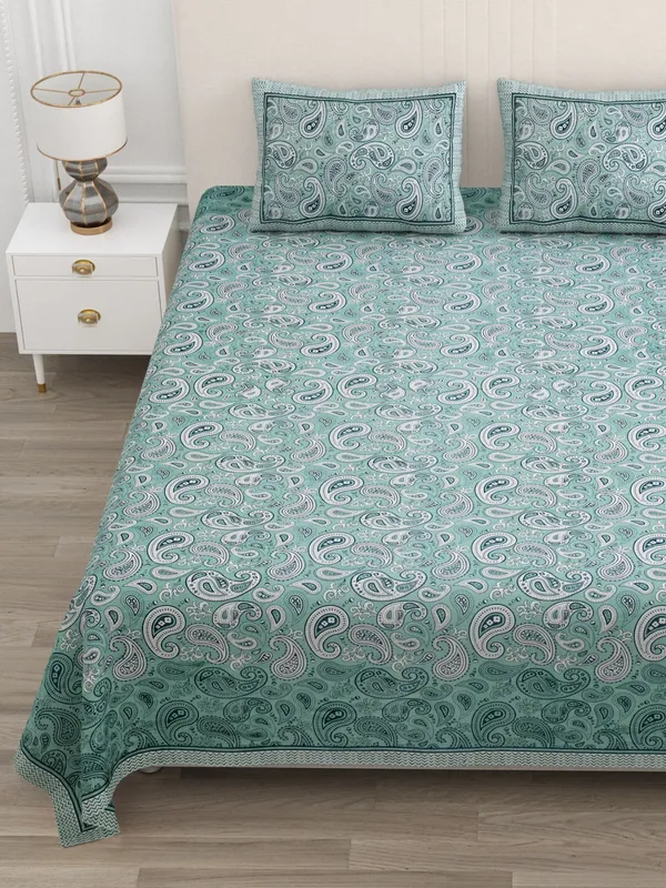 Double_Bed_Sea_Green_Cotton_Bedsheet_For_Double_Bed_With_2_Pillow_Covers_Premium_King_Size_Bedsheets
