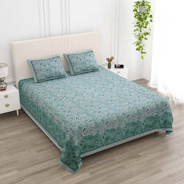 Double_Bed_Sea_Green_Cotton_Bedsheet_For_Double_Bed_With_2_Pillow_Covers_Premium_King_Size_Bedsheets