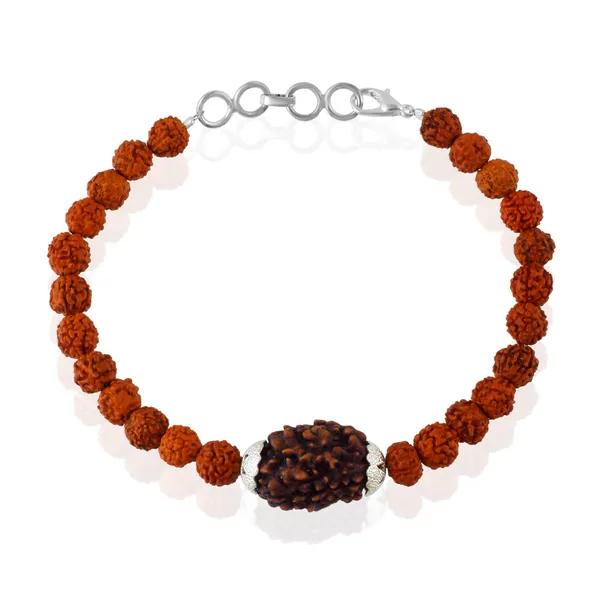 3_Mukhi_With_5_Mukhi_Silver_Plated_Rudraksha_Bracelet_With_Sphatik_Crystal_Shivling_|_For_Men_&_Women_Natural_&_Certified