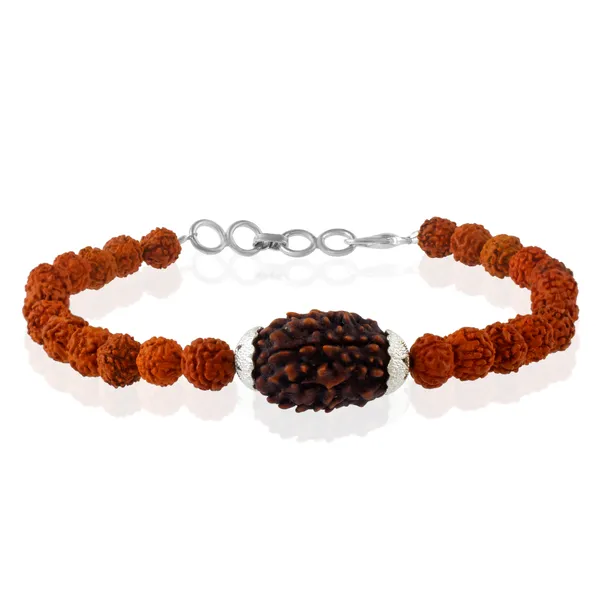 3_Mukhi_With_5_Mukhi_Silver_Plated_Rudraksha_Bracelet_With_Sphatik_Crystal_Shivling_|_For_Men_&_Women_Natural_&_Certified