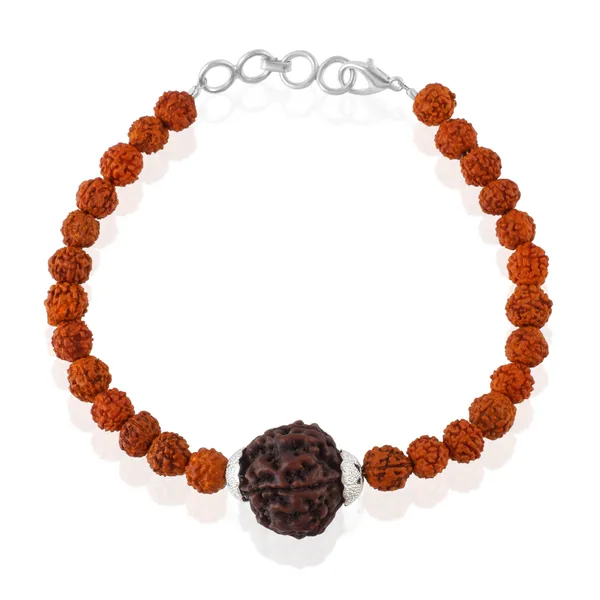 5_Mukhi_With_5_Mukhi_Silver_Plated_Rudraksha_Bracelet_With_Sphatik_Crystal_Shivling_|_For_Men_&_Women_Natural_&_Certified