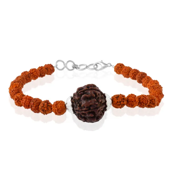 5_Mukhi_With_5_Mukhi_Silver_Plated_Rudraksha_Bracelet_With_Sphatik_Crystal_Shivling_|_For_Men_&_Women_Natural_&_Certified