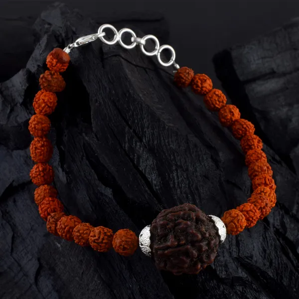 6_Mukhi_With_5_Mukhi_Silver_Plated_Rudraksha_Bracelet_With_Sphatik_Crystal_Shivling_|_For_Men_&_Women_Natural_&_Certified