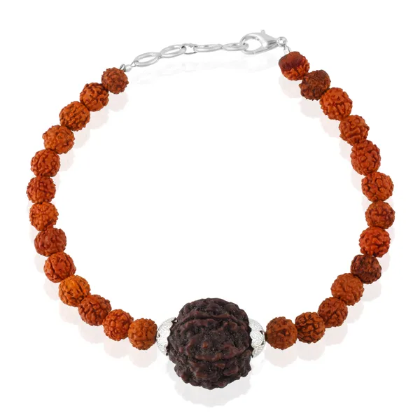 6_Mukhi_With_5_Mukhi_Silver_Plated_Rudraksha_Bracelet_With_Sphatik_Crystal_Shivling_|_For_Men_&_Women_Natural_&_Certified