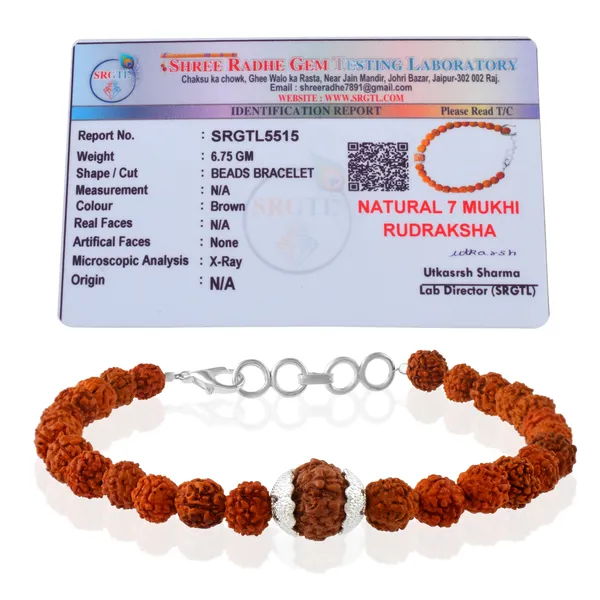 7_Mukhi_With_5_Mukhi_Silver_Plated_Rudraksha_Bracelet_With_Sphatik_Crystal_Shivling_|_For_Men_&_Women_Natural_&_Certified