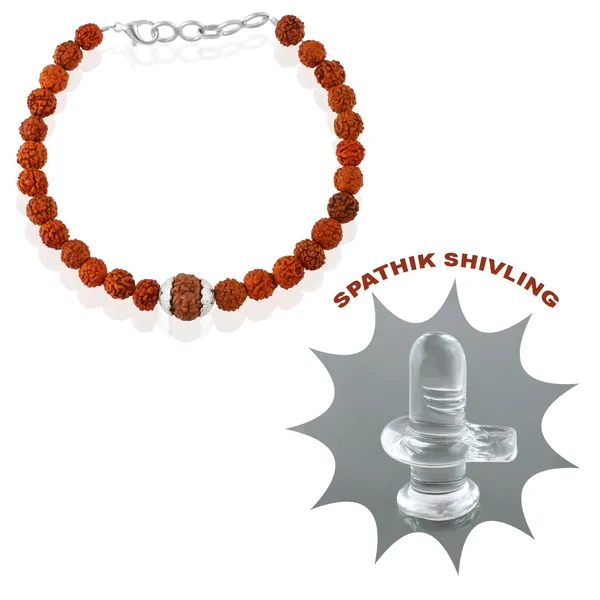 7_Mukhi_With_5_Mukhi_Silver_Plated_Rudraksha_Bracelet_With_Sphatik_Crystal_Shivling_|_For_Men_&_Women_Natural_&_Certified