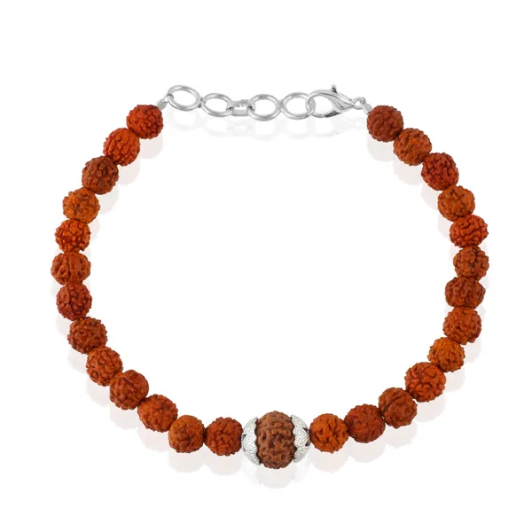8_Mukhi_With_5_Mukhi_Silver_Plated_Rudraksha_Bracelet_With_Sphatik_Crystal_Shivling_|_For_Men_&_Women_Natural_&_Certified