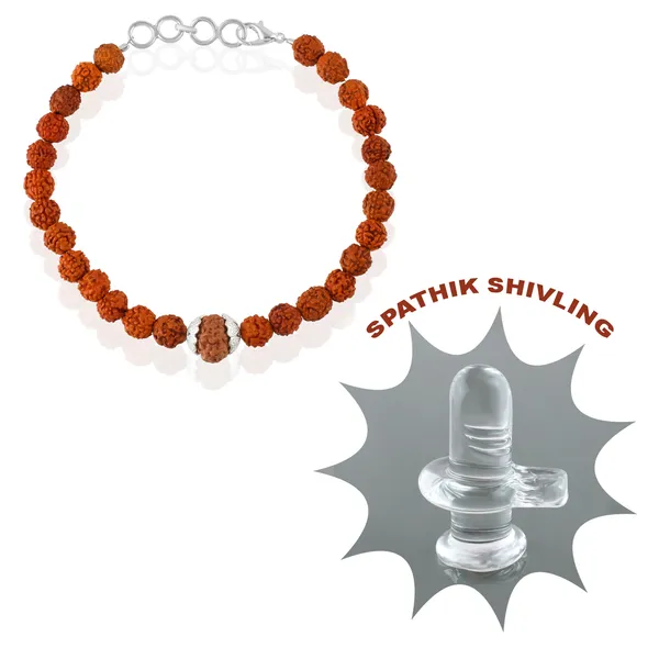 9_Mukhi_With_5_Mukhi_Silver_Plated_Rudraksha_Bracelet_With_Sphatik_Crystal_Shivling_|_For_Men_&_Women_Natural_&_Certified