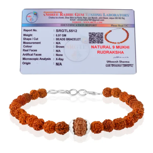 9_Mukhi_With_5_Mukhi_Silver_Plated_Rudraksha_Bracelet_With_Sphatik_Crystal_Shivling_|_For_Men_&_Women_Natural_&_Certified