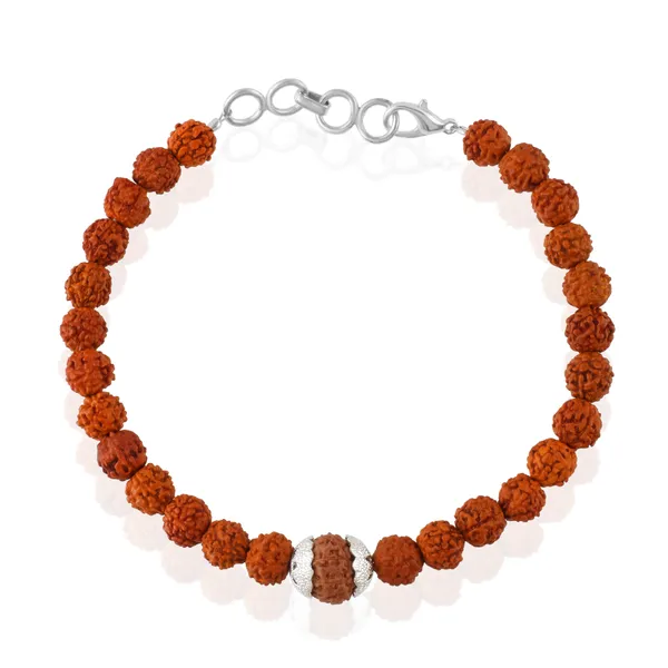 10_Mukhi_With_5_Mukhi_Silver_Plated_Rudraksha_Bracelet_With_Sphatik_Crystal_Shivling_|_For_Men_&_Women_Natural_&_Certified