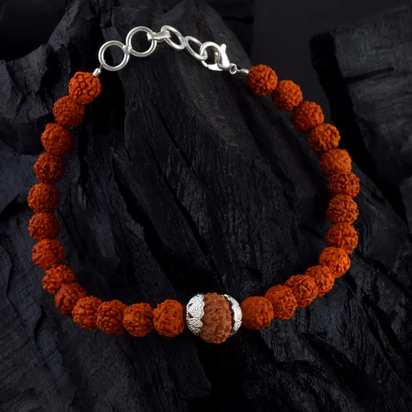 10_Mukhi_With_5_Mukhi_Silver_Plated_Rudraksha_Bracelet_With_Sphatik_Crystal_Shivling_|_For_Men_&_Women_Natural_&_Certified