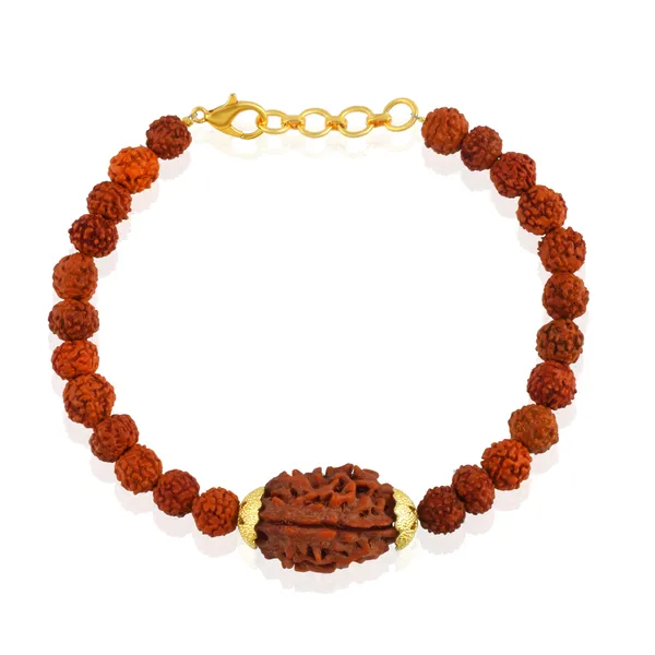 3_Mukhi_With_5_Mukhi_Gold_Plated_Rudraksha_Bracelet_With_Sphatik_Crystal_Shivling_|_For_Men_&_Women_Natural_&_Certified