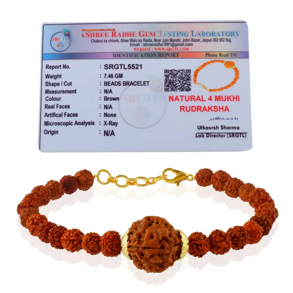 4_Mukhi_With_5_Mukhi_Gold_Plated_Rudraksha_Bracelet_With_Sphatik_Crystal_Shivling_|_For_Men_&_Women_Natural_&_Certified