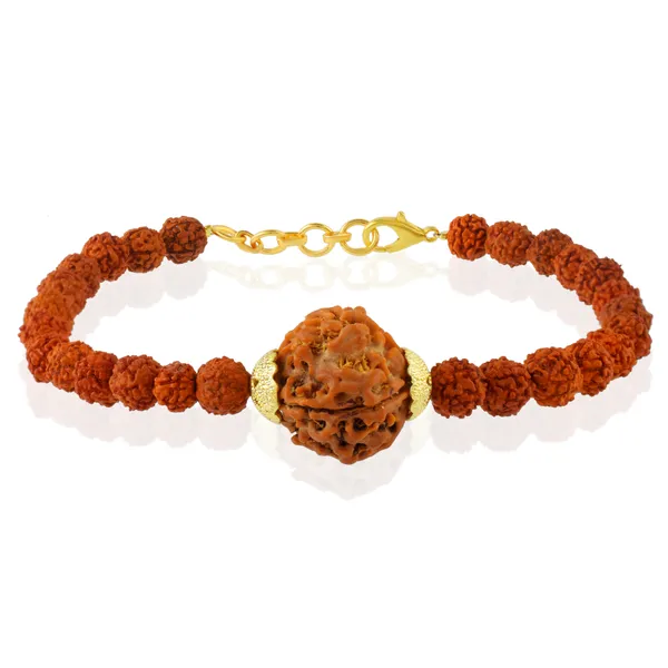 5_Mukhi_With_5_Mukhi_Gold_Plated_Rudraksha_Bracelet_With_Sphatik_Crystal_Shivling_|_For_Men_&_Women_Natural_&_Certified