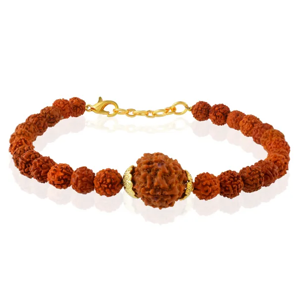 6_Mukhi_With_5_Mukhi_Gold_Plated_Rudraksha_Bracelet_With_Sphatik_Crystal_Shivling_|_For_Men_&_Women_Natural_&_Certified
